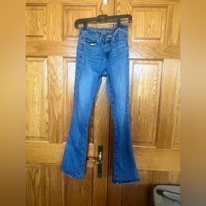 American Eagle - Next Level Stretch & Hi-Rise Skinny Kick Blue Denim Flare Jeans